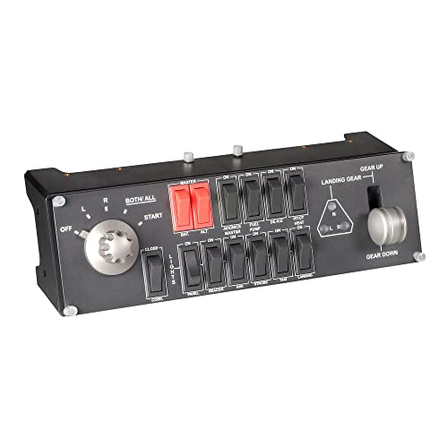 Logitech G Saitek Pro Flight Switch Panel, Simulations-Schalttafel für Flug Simulatoren, LCD-Display, Fünf-Stufen Magnetzünder-Drehschalter, Realistische Fahrwerksteuerung, USB-Anschluss, PC - Schwarz von Logitech G