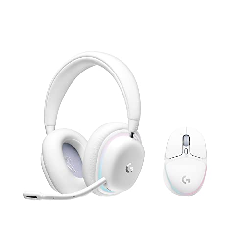 Logitech G kabelloses Gaming-Set, G735 Headset und G705 Maus, anpassbare LIGHTSYNC RGB Beleuchtung, LIGHTSPEED kabellos, Bluetooth, PC/Mac/Laptop – Weiß von Logitech