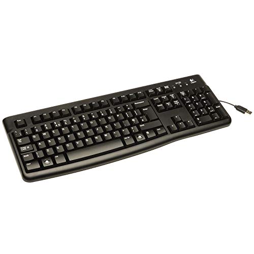 Logitech K120 Kabelgebundene Tastatur für Windows, USB-Anschluss, Leises Tippen, Robust, Spritzwassergeschützt, Einstellbare Tastaturaufsteller, Griechisches Layout - Schwarz von Logitech