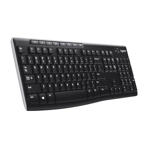 Logitech K270 Kabellose Tastatur, 2.4 GHz Verbindung via Unifying USB-Empfänger, 8 Multimedia- und Schortcut-Tasten, Spritzwassergeschützt, 2-Jahre Batterielaufzeit, UK QWERTY-Layout - Schwarz von Logitech