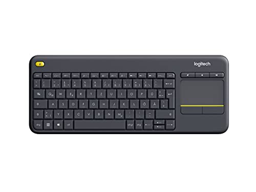 Logitech K400 Plus Kabellose Touch-TV-Tastatur mit integriertem Touchpad, HTPC-Tastatur für mit dem Fernseher verbundene PCs, Windows, Android, Chrome OS, Laptop, Deutsches QWERTZ-Layout - Schwarz von Logitech