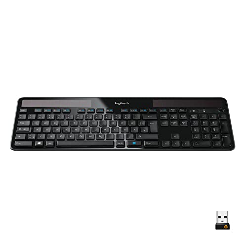Logitech K750 Kabellose Solar Tastatur für Windows, 2,4 GHz kabellos mit USB-Unifying-Empfänger, Ultradünn, Kompatibel mit PC, Laptop, Deutsches QWERTZ-Layout - Schwarz von Logitech