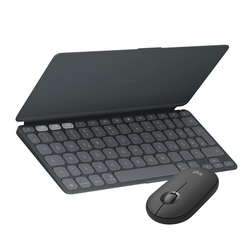 Logitech Keys-to-GO 2 Mobile Bluetooth-Tastatur + Pebble Mouse 2 Bluetooth-Maus M350s, leichtes kabelloses Tastatur-Maus-Set für Multi-OS, Android, iPadOS, Chrome OS von Logitech