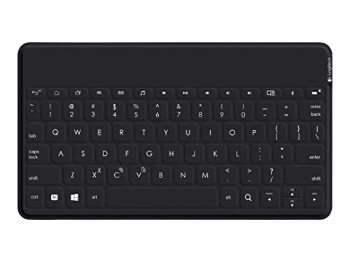 Logitech Keys-to-Go Kabellose Tablet-Tastatur, Bluetooth, iOS-Sondertasten, Ultraleicht & Geräuschlos, 3-Monate Akkulaufzeit, Fürs Tablet und Smartphone, Deutsches QWERTZ-Layout - Schwarz von Logitech