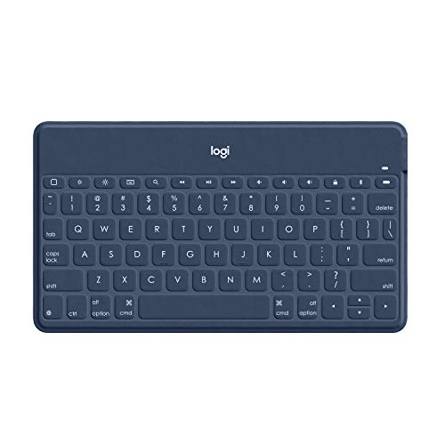 Logitech Keys-to-Go Kabellose Tablet-Tastatur, Bluetooth, iOS-Sondertasten, Ultraleicht & Geräuschlos, 3-Monate Akkulaufzeit, Fürs Tablet und Smartphone, Skandinavisches QWERTY-Layout, Blau von Logitech