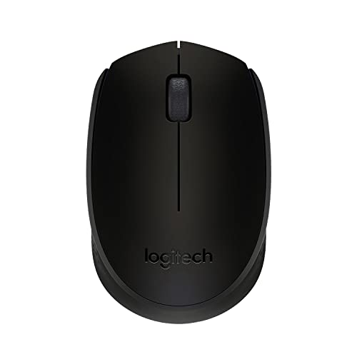 Logitech M170 Kabellose Maus, 2.4 GHz Verbindung via Nano-USB-Empfänger, Optischer Sensor, 3 Tasten, 12-Monate Akkulaufzeit, Für Links- und Rechtshänder, PC/Mac - Schwarz von Logitech