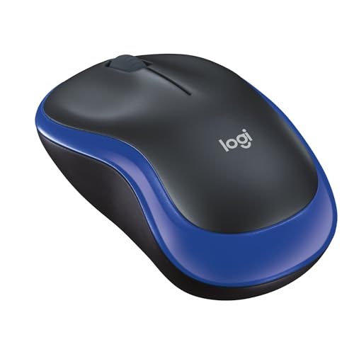 Logitech M185 Kabellose Maus, 2,4 GHz mit USB-Nano-Empfänger, 12 Monate Batterielaufzeit, 1000 DPI Optical Tracking, Für Links- und Rechtshänder, Kompatibel mit PC, Mac, Laptop - Blau von Logitech