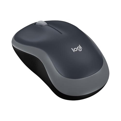 Logitech M185 Kabellose Maus, 2,4 GHz mit USB-Nano-Empfänger, 12 Monate Batterielaufzeit, 1000 DPI Optical Tracking, Für Links- und Rechtshänder, Kompatibel mit PC, Mac, Laptop - Grau von Logitech