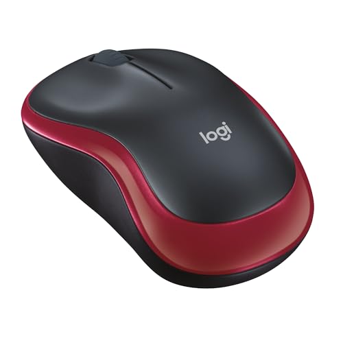 Logitech M185 Kabellose Maus, 2,4 GHz mit USB-Nano-Empfänger, 12 Monate Batterielaufzeit, 1000 DPI Optical Tracking, Für Links- und Rechtshänder, Kompatibel mit PC, Mac, Laptop - Rot von Logitech