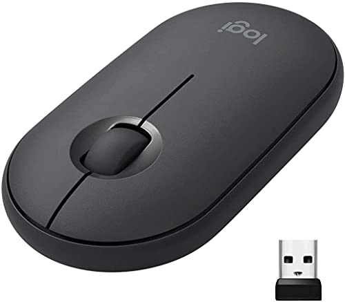 Logitech M350 Pebble Wireless Mouse, Bluetooth and 2.4 GHz Connection via USB Nano - Receiver, 18-Month Battery Life, 3 Buttons, Silent clicking and Scrolling, PC/Mac/Black von Logitech