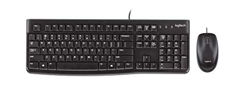 Logitech MK120 Kabelgebundenes Tastatur-Maus-Set, Optische Maus, USB-Anschluss, PC/Laptop, Griechisches Layout - Schwarz von Logitech