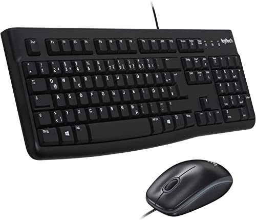 Logitech MK120 Kabelgebundenes Tastatur-Maus-Set, Optische Maus, USB-Anschluss, PC/Laptop, Schweizer QWERTZ-Layout - Schwarz von Logitech
