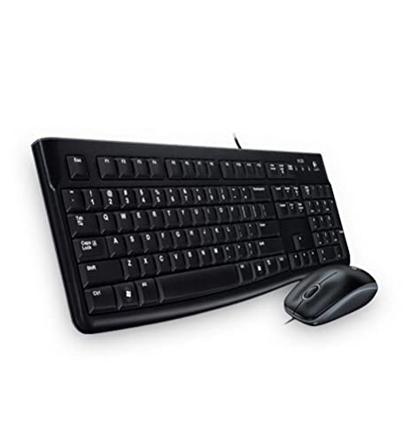 Logitech MK120 Kabelgebundenes Tastatur-Maus-Set, Optische Maus, USB-Anschluss, PC/Laptop, Tschechisches QWERTZ-Layout - Schwarz von Logitech