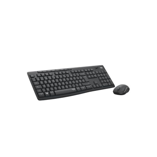 Logitech MK295 Silent kabelloses Maus- und Tastaturset mit SilentTouch-Technologie, Ziffernblock in Standardgröße, sofortige kabellose Reaktionsfähigkeit, 90% weniger Lärm, französisches QWERTY(Grau) von Logitech