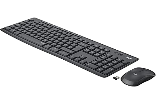 Logitech MK295 kabelloses Tastatur-Maus-Set mit SilentTouch-Technologie, Shortcut-Tasten, optischer Spurführung, Nano USB-Empfänger, verzögerungsfreier Drahtlosverbindung, ESP QWERTY-Layout - Graphit von Logitech