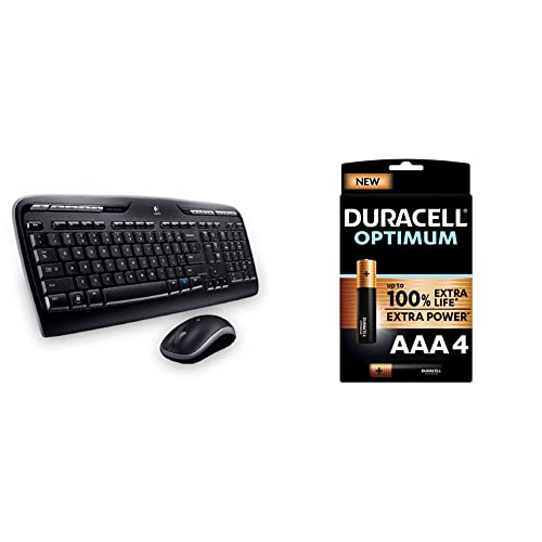 Logitech MK330 Kabelloses Tastatur-Maus-Set, 2.4 GHz Verbindung via Unifying USB-Empfänger + Duracell NEU Optimum AAA Micro Alkaline-Batterien von Logitech