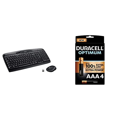 Logitech MK330 Kabelloses Tastatur-Maus-Set, 2.4 GHz Verbindung via Unifying USB-Empfänger + Duracell NEU Optimum AAA Micro Alkaline-Batterien von Logitech