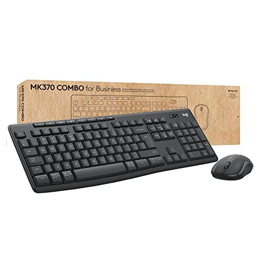 Logitech MK370 Combo for Business, große Tastatur und Maus kabellos, sicherer Logi Bolt USB-Empfänger, Bluetooth, global zertifiziert Windows/Mac/Chrome, Linux, Deutsches QWERTZ - Grau von Logitech