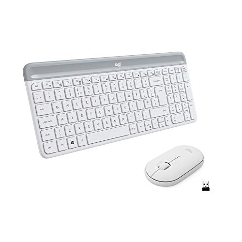 Logitech MK470 Slim Combo Kabelloses Tastatur-Maus-Set, 2.4 GHz Verbindung via Nano-USB-Empfänger, 10m Reichweite, 18-Monate Batterielaufzeit, PC/Laptop, Italienisches QWERTY-Layout - Weiß von Logitech
