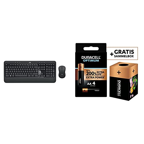 Logitech MK540 Advanced Kabelloses Tastatur-Maus-Set, 2.4 GHz Wireless Verbindung via Unifying USB-Empfänger + Duracell NEU Optimum AA Mignon Alkaline-Batterien von Logitech