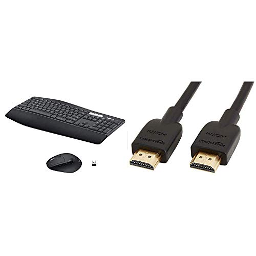 Logitech MK850 Performance Kabellose Tastatur und Maus Combo (USB, Bluetooth) QWERTZ Deutsches Layout & Amazon Basics Hochgeschwindigkeits-HDMI-Kabel 2.0, Ethernet, 3D, 4K-Videowiedergabe und ARC von Logitech