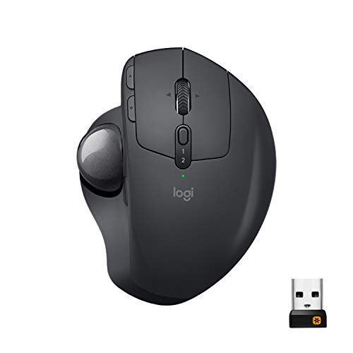 Logitech MX Ergo Kabellose Ergonomische Trackball-Maus, 2.4 GHz Verbindung via Unifying USB-Empfänger, 4-Monate Akkulaufzeit, Verstellbarer Winkel, Multi-Device, PC/Mac/iPadOS - Graphit Logitech MX Ergo Kabellose Ergonomische Trackball-Maus, 2.4 GHz Verbindung via Unifying USB-Empfänger, 4-Monate Akkulaufzeit, Verstellbarer Winkel, Multi-Device, PC/Mac/iPadOS - Graphit von Logitech