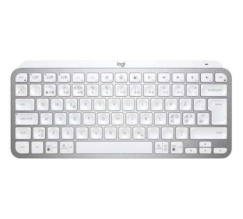 Logitech MX Keys Mini Bluetooth-Tastatur für Windows | macOS | iPadOS | Android | Chrome OS | PC | Mac | Laptop | Smartphone | Tablet | in Skandinavisch QWERTY-Layout - Pale Gray [Bulk] von Logitech