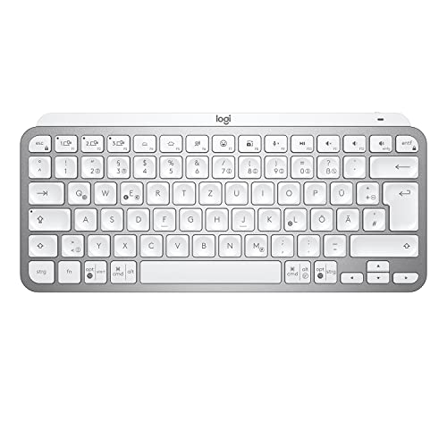 Logitech MX Keys Mini Kabellose Tastatur, Kompakt, Bluetooth, Hintergrundbeleuchtung, USB-C, Kompatibel mit Apple macOS, iOS, Windows, Linux, Android, Metallgehäuse - Pale Grey von Logitech