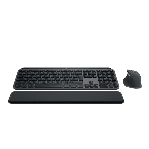 Logitech MX Keys S Combo: Leistungsstarke kabellose Tastatur und Maus mit Handablage,Customizable Illumination, Fast Scrolling,Bluetooth, für Windows/Linux/Chrome/Mac- Graphit, Deutsches QWERTZ-Layout von Logitech