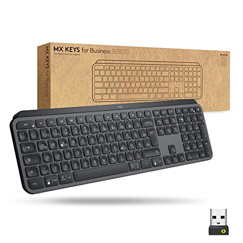 Logitech MX Keys for Business kabellose Tastatur mit Tastenbeleuchtung, leise Tasten Perfect Stroke, Logi Bolt, Bluetooth, wiederaufladbar, Windows/Mac/Chrome/Linux, Deutsches QWERTZ-Layout - Graphit von Logitech