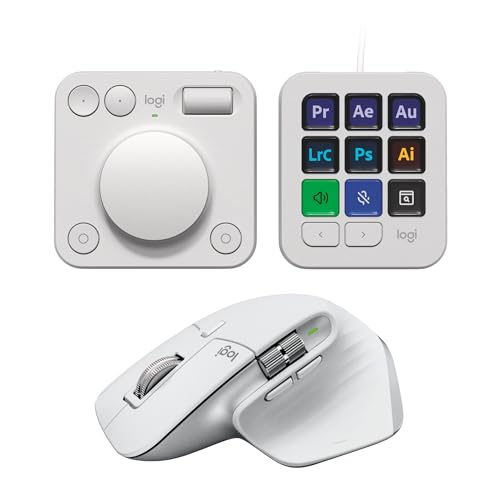 Logitech MX Master 3S und Creative Console Bundle: Präzisionsmaus, programmierbare Tasten, Drehregler, für Grafikdesign, Videobearbeitung, Adobe, Zoom - Light Grey von Logitech