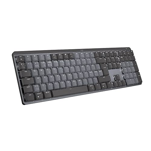 Logitech MX Mechanische kabellose beleuchtete Performance-Tastatur, Lineare Tasten, Hintergrundbeleuchtung, Bluetooth, USB-C, macOS, Windows, Linux, iOS, Android, Skandinavisches QWERTY-Layout - Grau von Logitech