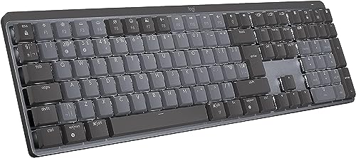 Logitech MX Mechanische kabellose beleuchtete Performance-Tastatur, Taktile leise Tasten, Hintergrundbeleuchtung, Bluetooth, USB-C, Metall, QWERTY-Layout - Grau von Logitech