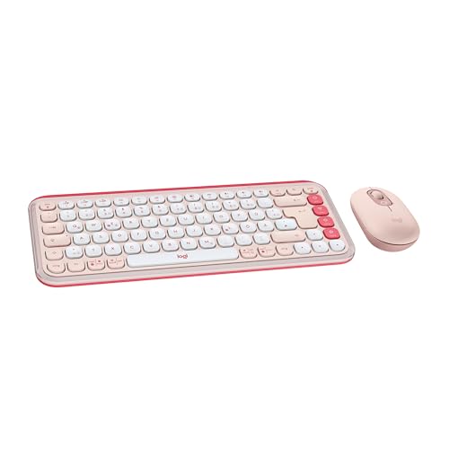 Logitech POP ICON COMBO, Bluetooth-Tastatur-Maus-Set, komfortables Tippen, programmierbare Tasten, leise Klicks, Easy-Switch für bis zu 3 Geräte, Deutsches QWERTZ-Layout - Rosa von Logitech