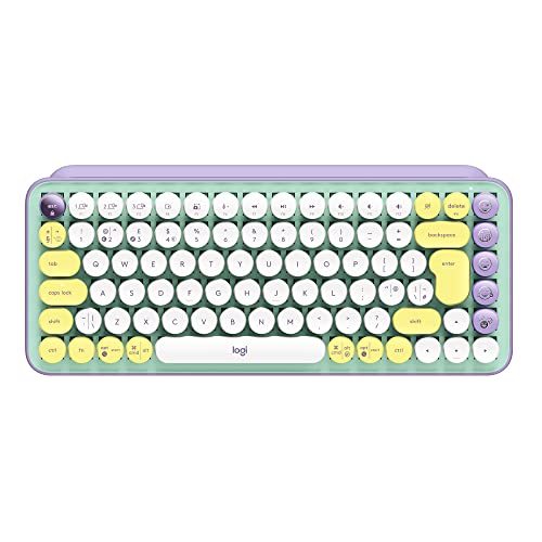 Logitech POP Keys Mechanische kabellose Tastatur mit anpassbaren Emoji-Tasten, Spanisches QWERTY-Layout - Grün/Lila von Logitech