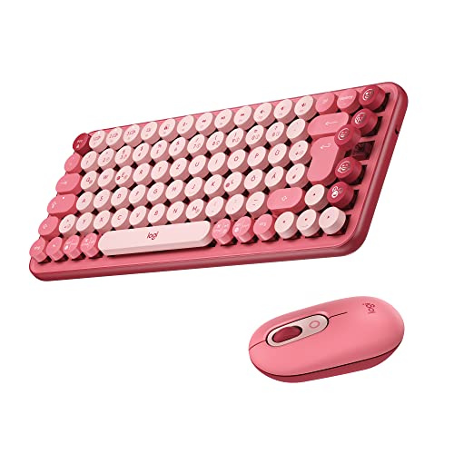 Logitech POP Wireless Mouse and Keyboard Combo mit anpassbaren Emojis, SilentTouch, Präzises/schnelles Scrollen, Kompakt, Bluetooth, USB, Multi-Device, OS-kompatibel, DE QWERTZ - Heartbreaker von Logitech