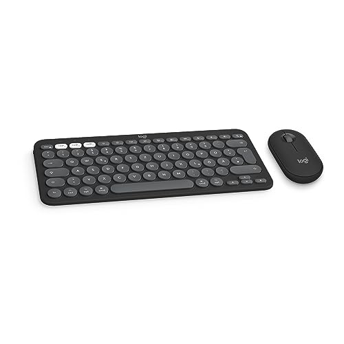 Logitech Pebble 2 Combo für Mac, kabellose Tastatur und Maus, schlank, leise und mobil, anpassbar, Bluetooth-Maus und -Tastatur, Easy-Switch, für macOS, iPadOS, Deutsches QWERTZ-Layout, Grafit von Logitech