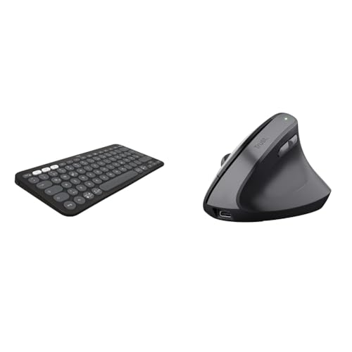 Logitech Pebble Keys 2 & Trust Yuno Wiederaufladbare Vertikale Maus, Kabellose von Logitech