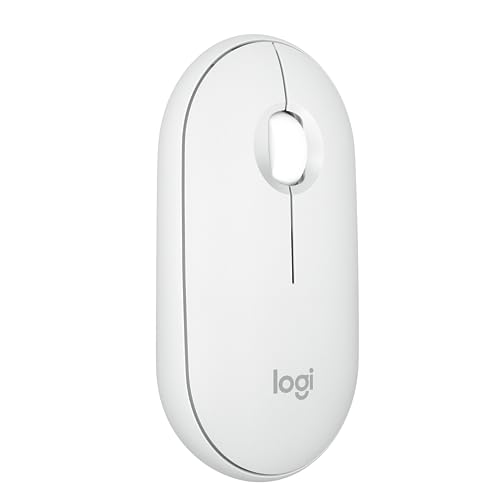 Logitech Pebble Mouse 2 M350s schlanke kabellose Bluetooth-Maus, mobil, leicht, anpassbare Taste, leise Klicks, Easy-Switch für Windows, macOS, iPadOS, Android, ChromeOS - Weiß von Logitech