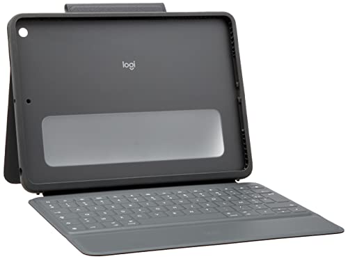 Logitech Rugged Folio für iPad (7., 8. und 9. Generation) – Schutzcase mit Smart Connector und strapazierfähiger, Französisches AZERTY-Layout- Schwarz von Logitech