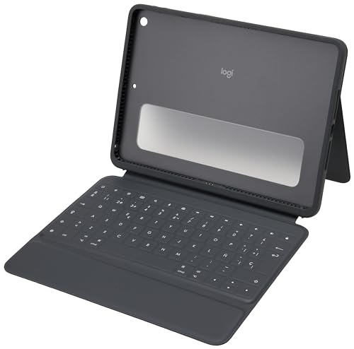 Logitech Rugged Folio für iPad (7., 8. und 9. Generation) – Schutzcase mit Smart Connector und strapazierfähiger, Italienisches QWERTY-Layout- Schwarz von Logitech