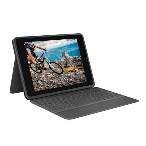 Logitech Rugged Folio für iPad (7., 8. und 9. Generation) – Schutzcase mit Smart Connector und strapazierfähiger, Spanisches QWERTY-Layout- Schwarz von Logitech