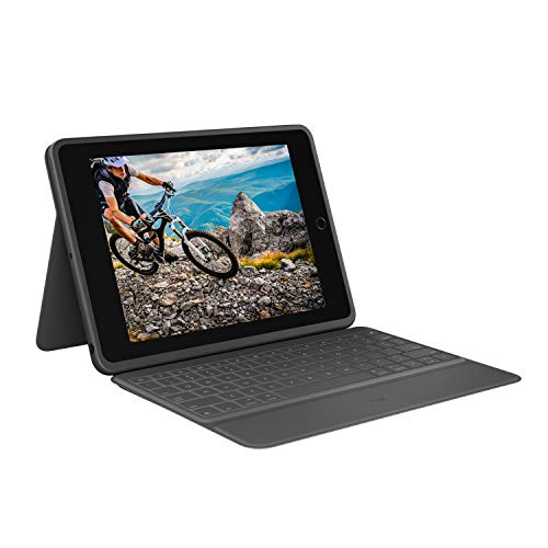 Logitech Rugged Folio für iPad (7., 8. und 9. Generation) – Schutzcase mit Smart Connector und strapazierfähiger, UK QWERTY-Layout- Schwarz von Logitech