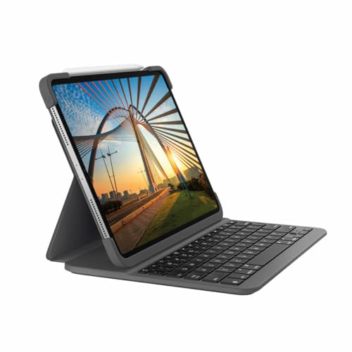 Logitech SLIM FOLIO PRO Bluetooth-Tastatur-Case mit Hintergrundbeleuchtung für iPad Pro 11 Zoll (1. und 2. Generation) (Modell: A1980, A1934, A1979, A2013), Spanisches QWERTY-Layout, Grafit von Logitech