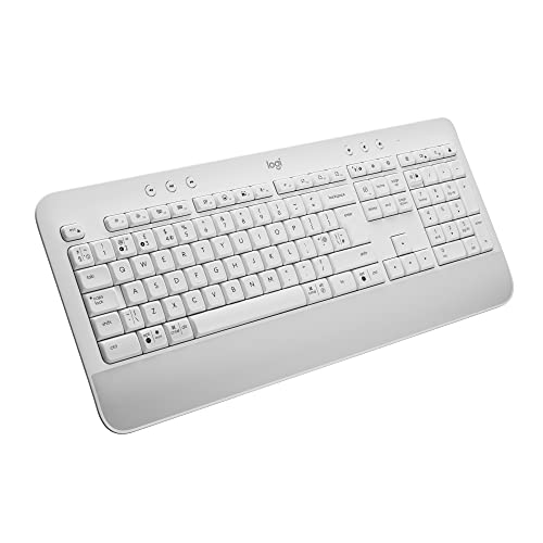 Logitech Signature K650 Comfort kabellose Tastatur mit Handballenauflage, BLE Bluetooth/Logi Bolt USB-Empfänger, Soft-Touch-Tastatur, Numpad, PC/Windows/Mac, Englishes QWERTY - Weiß von Logitech