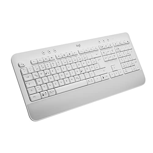 Logitech Signature K650 Comfort kabellose Tastatur mit Handballenauflage, BLE Bluetooth/Logi Bolt USB-Empfänger, Soft-Touch-Tastatur, Numpad, PC/Windows/Mac, US QWERTY - Weiß von Logitech