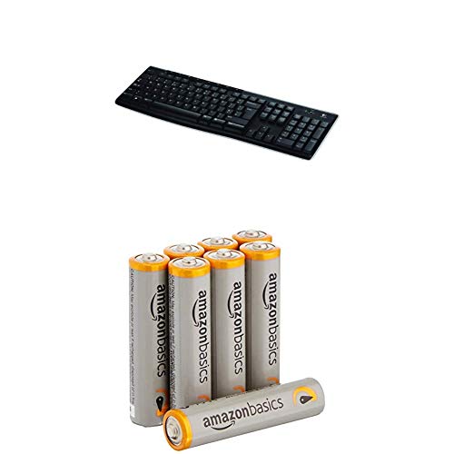 Logitech Wireless Keyboard K270 (QWERTY, englisches Tastaturlayout) mit AmazonBasics Batterien von Logitech