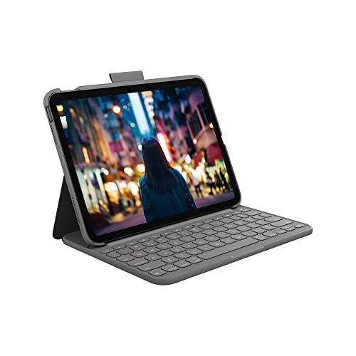 Logitech iPad (10. Generation) Tastatur-Case | Slim Folio mit integrierter kabelloser Tastatur (Grafit) - Pan Nordic Layout, Graphite von Logitech