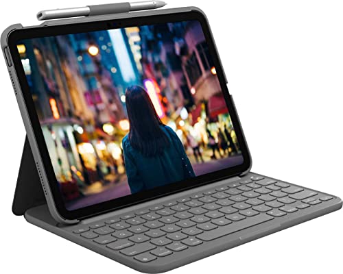 Logitech iPad (10. Generation) Tastatur-Case | Slim Folio mit integrierter kabelloser Tastatur (Grafit) - Pan Nordic Layout, Graphite von Logitech