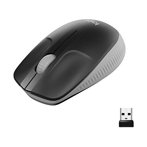 Logitech kabellose Maus M190, geschwungenes Design für beidhändige Nutzung, Batterielebensdauer von 18 Monaten plus Stromsparmodus, USB-Empfänger, präzise Kontrolle dank breitem Rad und Tasten - Grau von Logitech